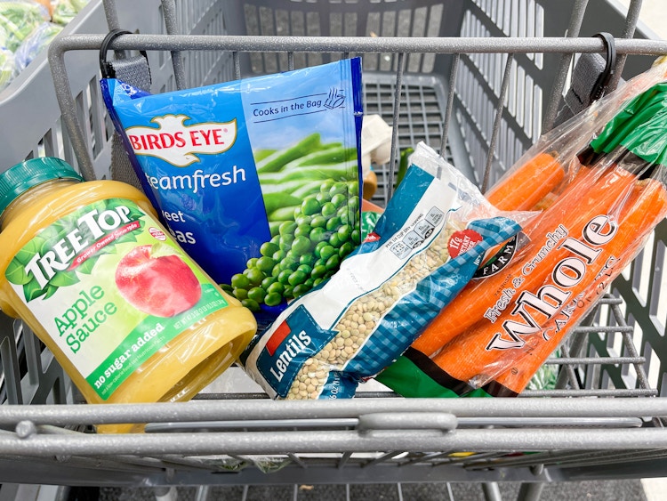 food in a shopping cart 