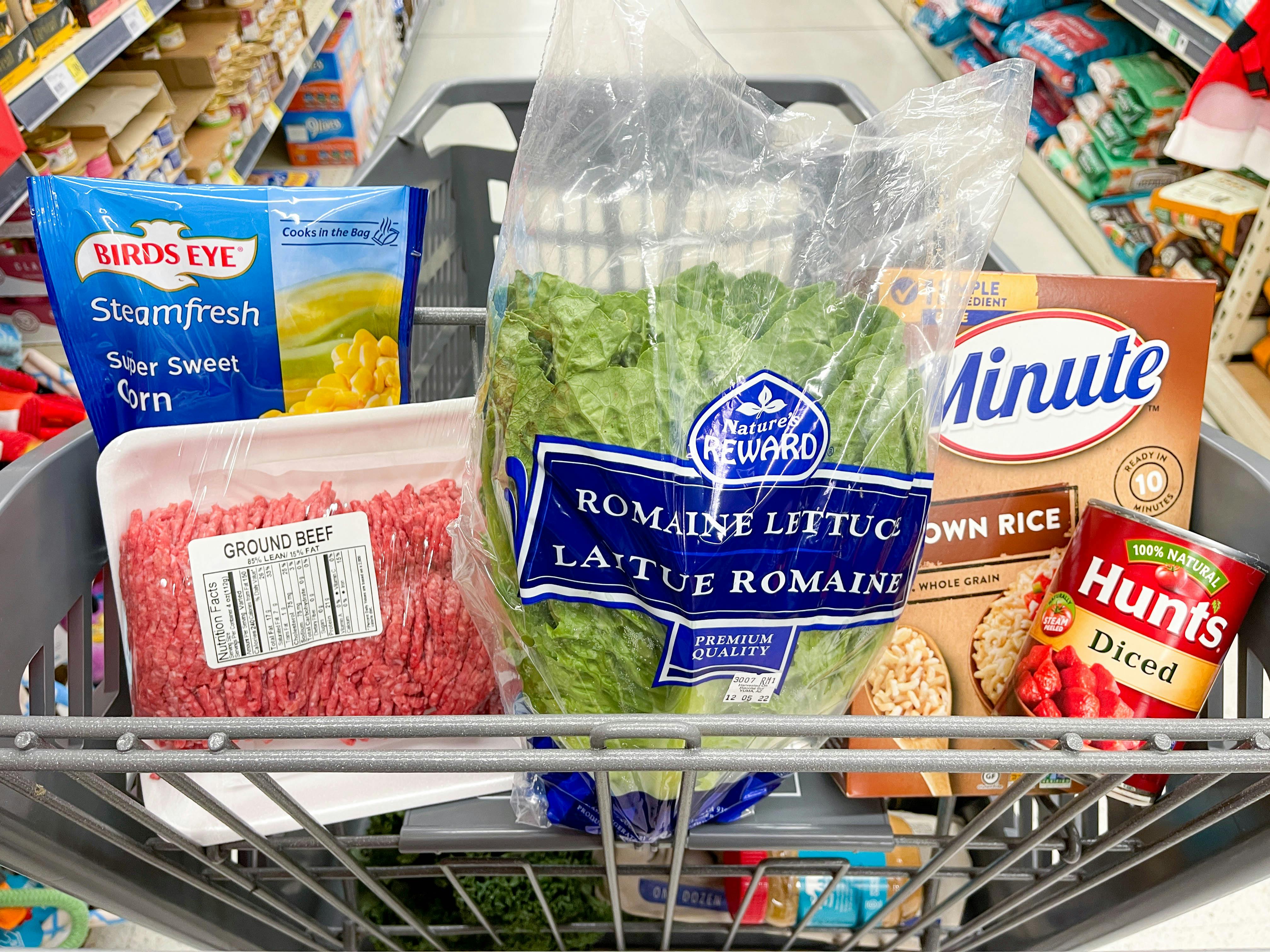 food in a shopping cart 