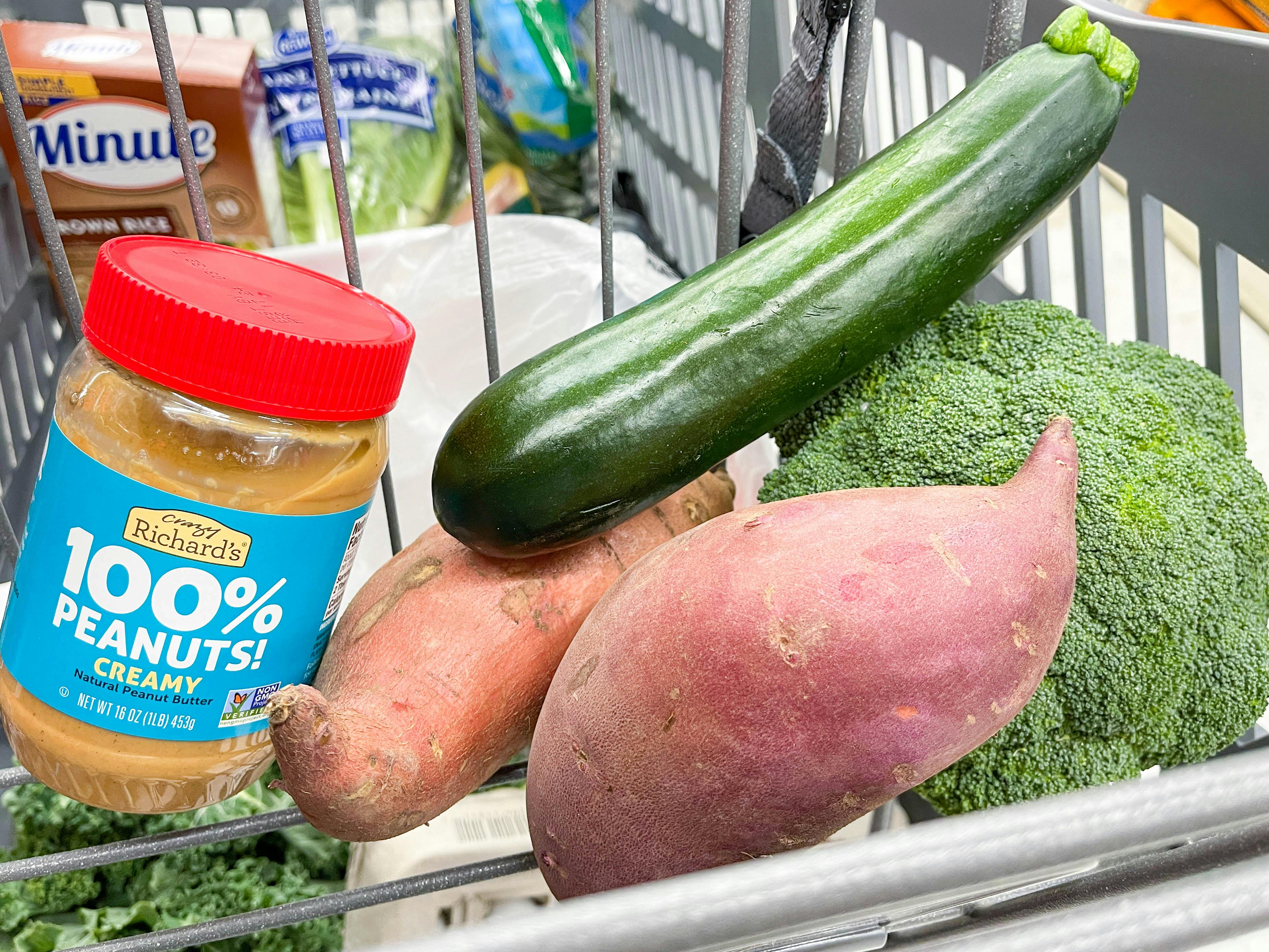 food in a shopping cart 