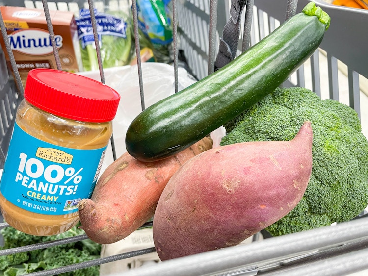 food in a shopping cart 