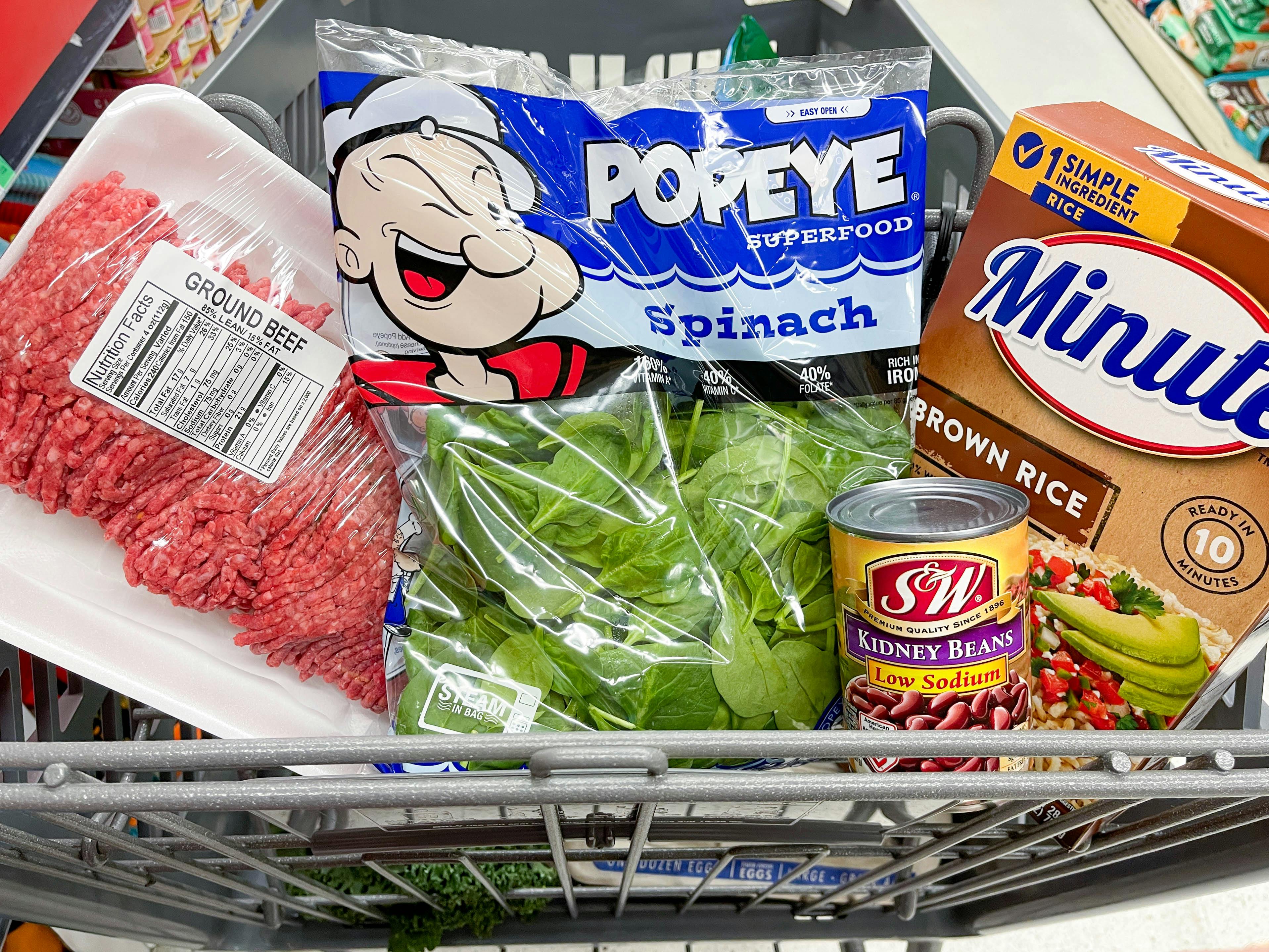 food in a shopping cart