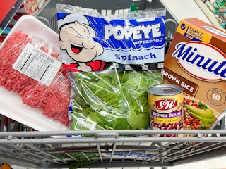 food in a shopping cart