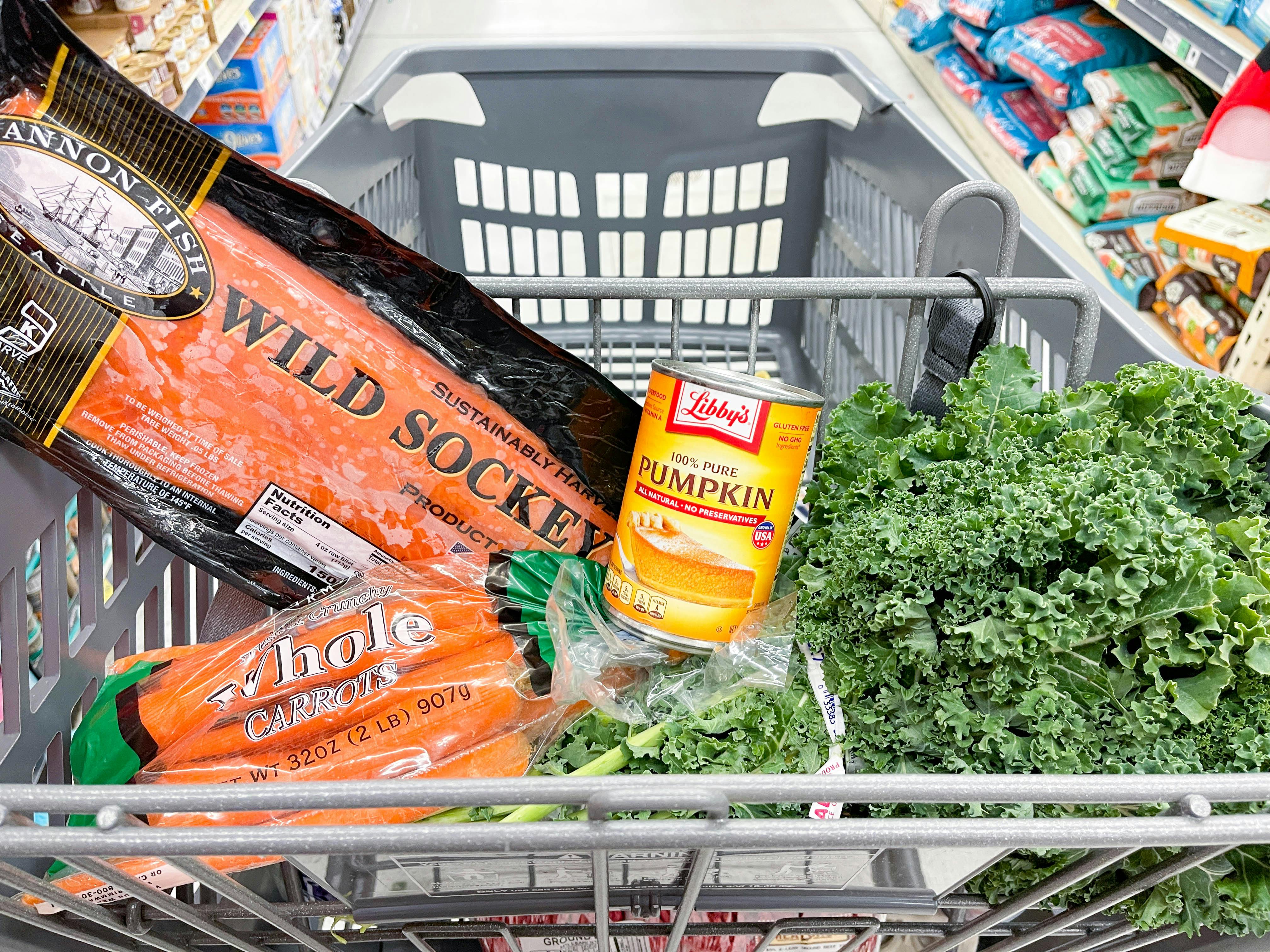 food in a shopping cart 