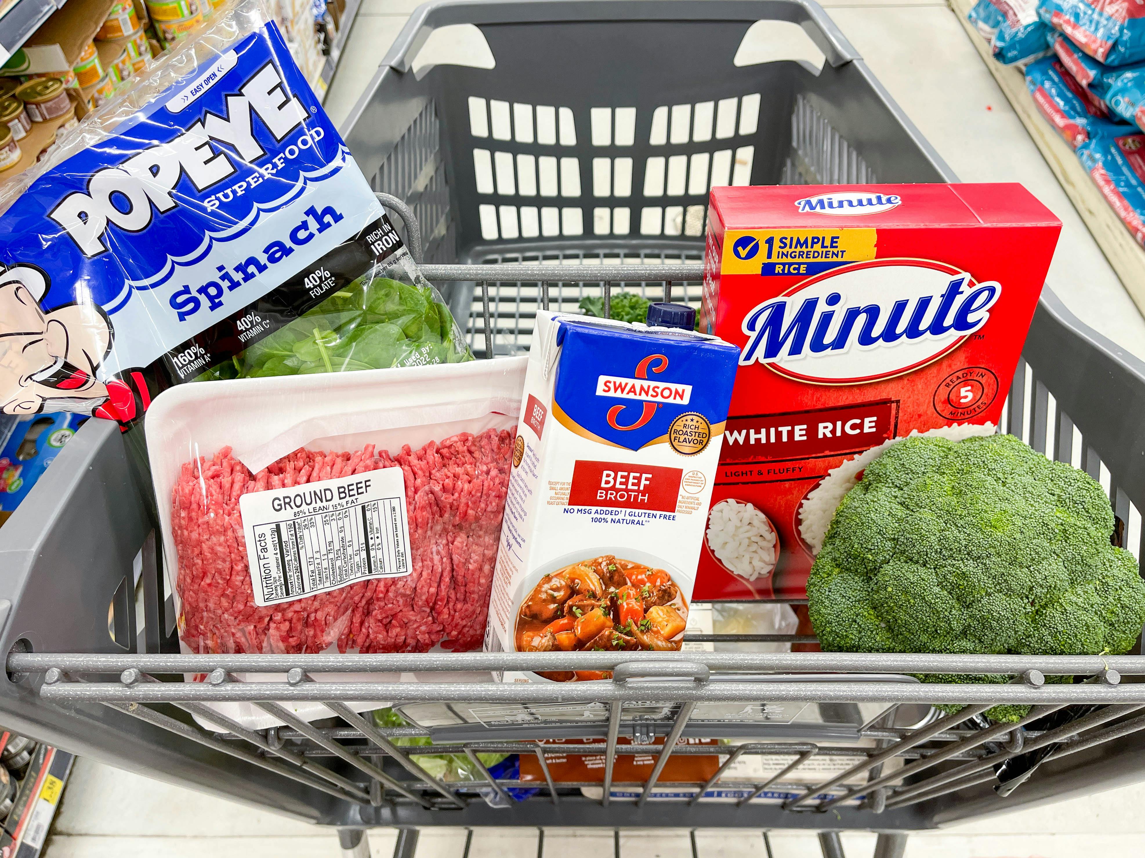 food in a shopping cart