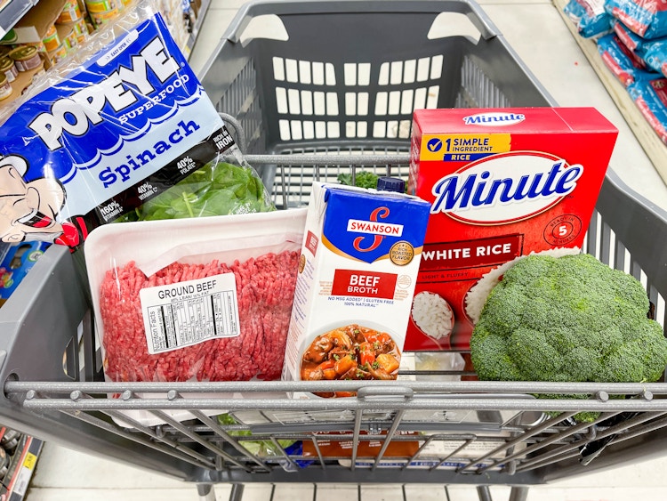 food in a shopping cart 