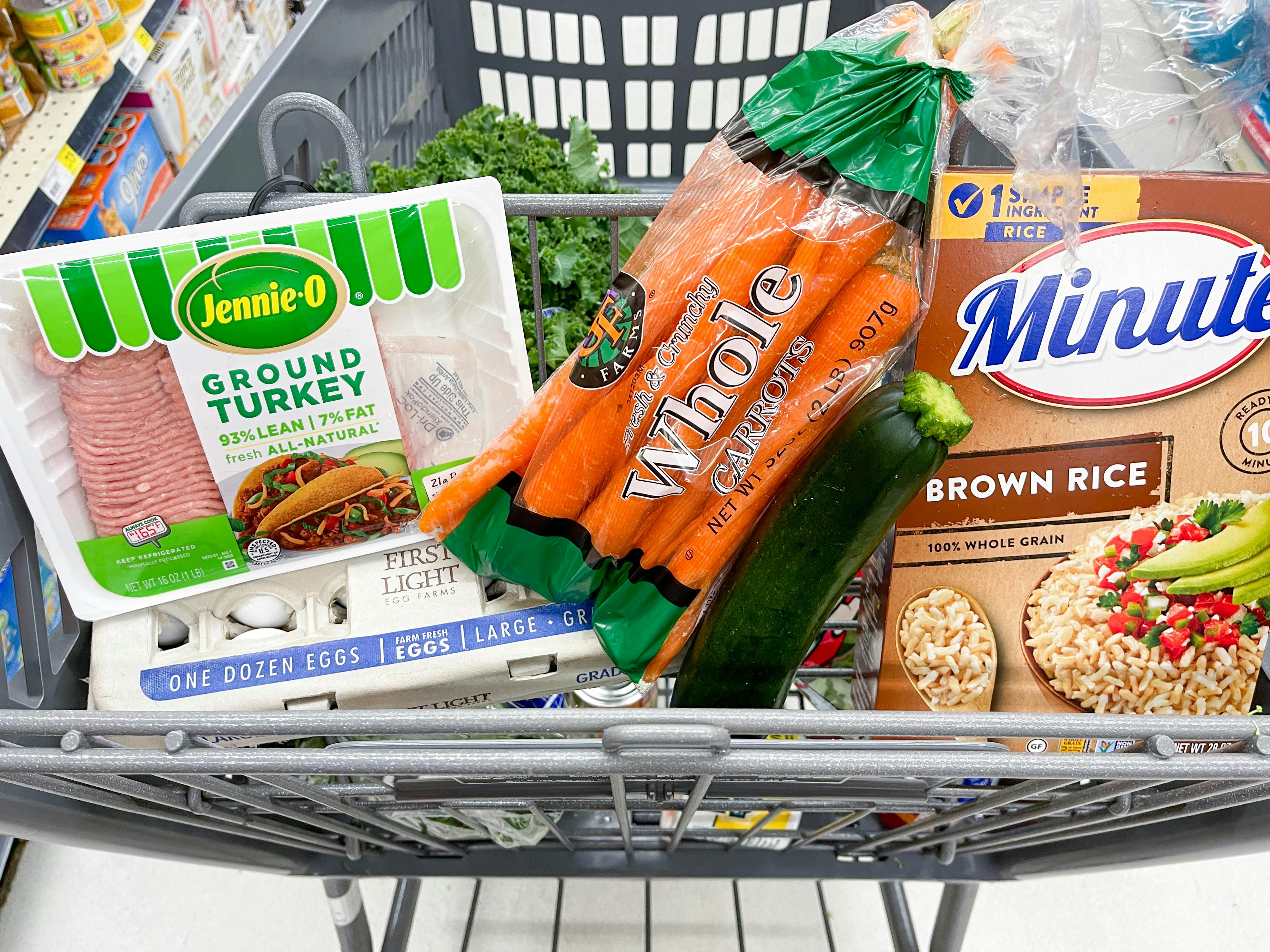 food in a shopping cart 