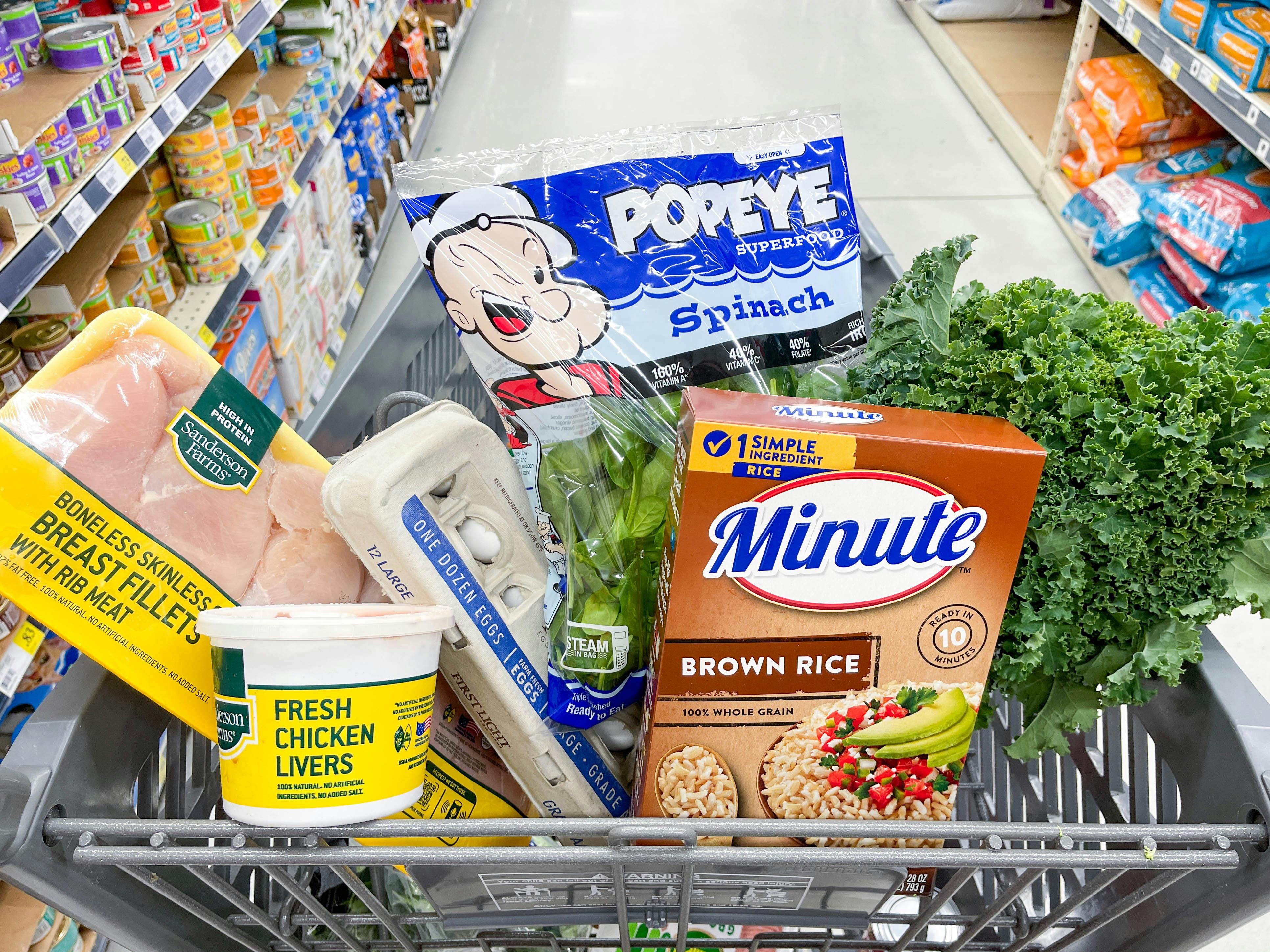 food in a shopping cart 