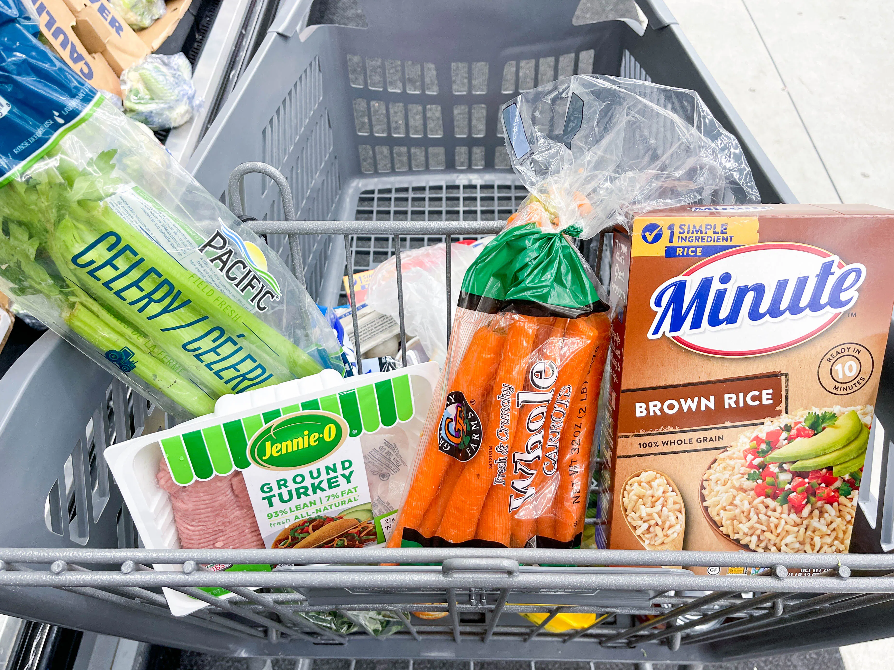 food in a shopping cart