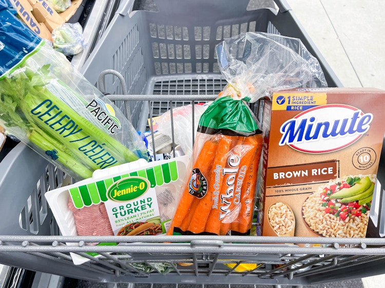 food in a shopping cart 
