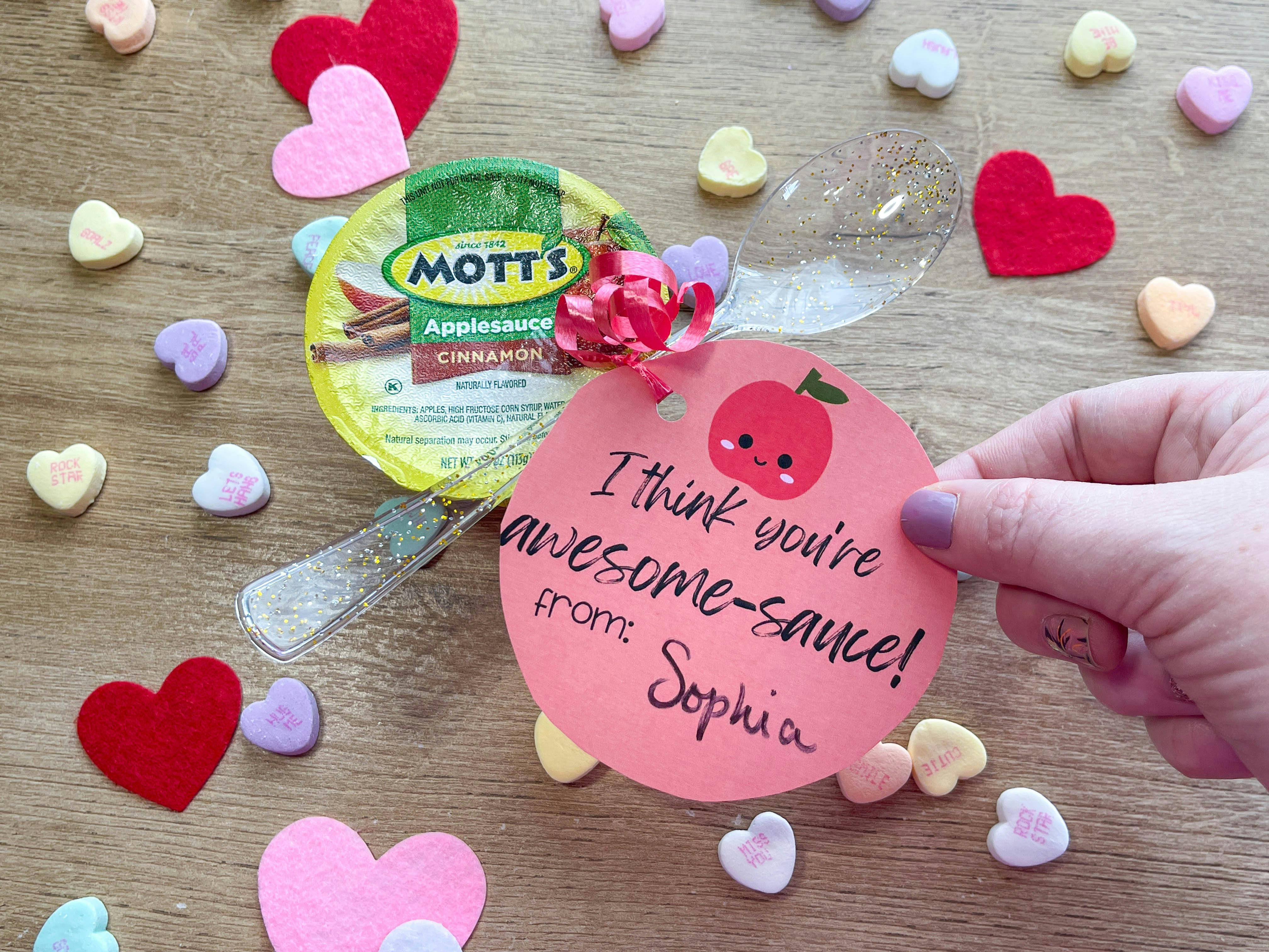 diy valentines made from applesauce 