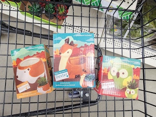 animal planters in a cart
