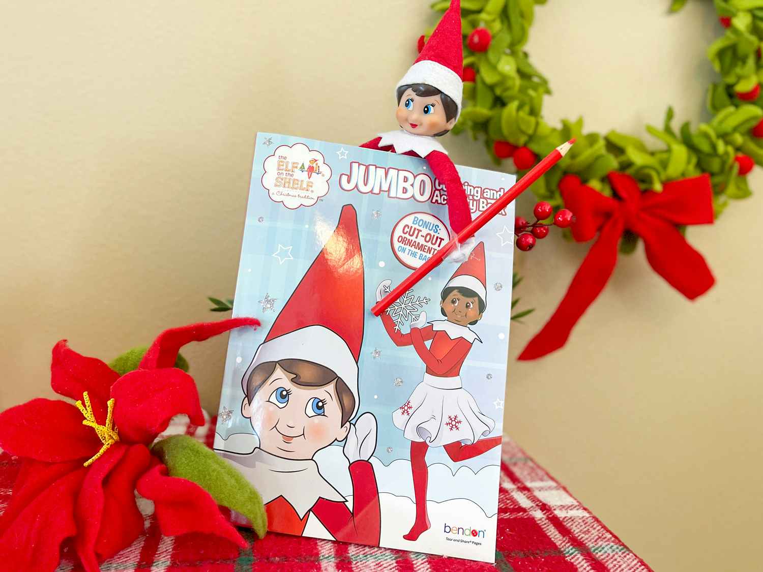 elf on the shelf with coloring book
