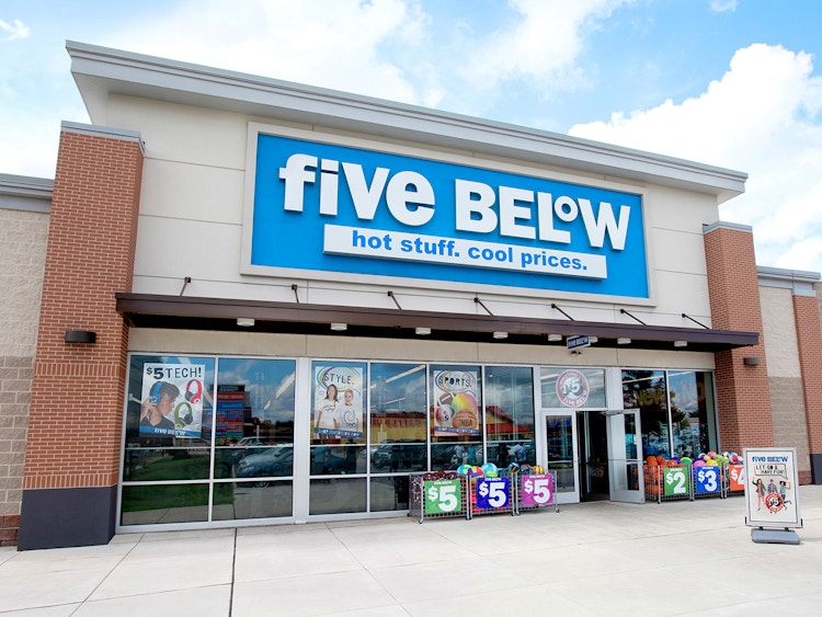 five below storefront with open doors