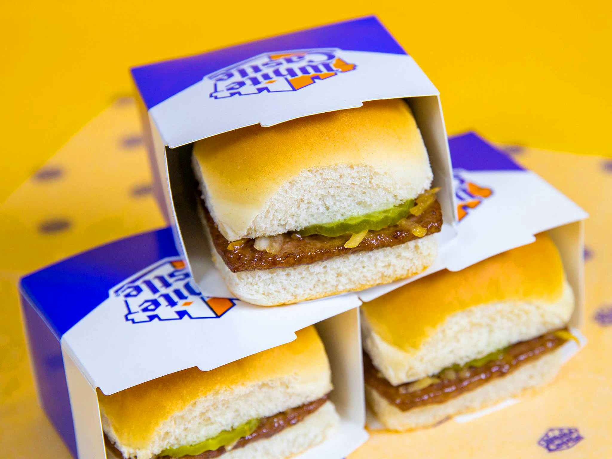 stacked of white castle burgers 