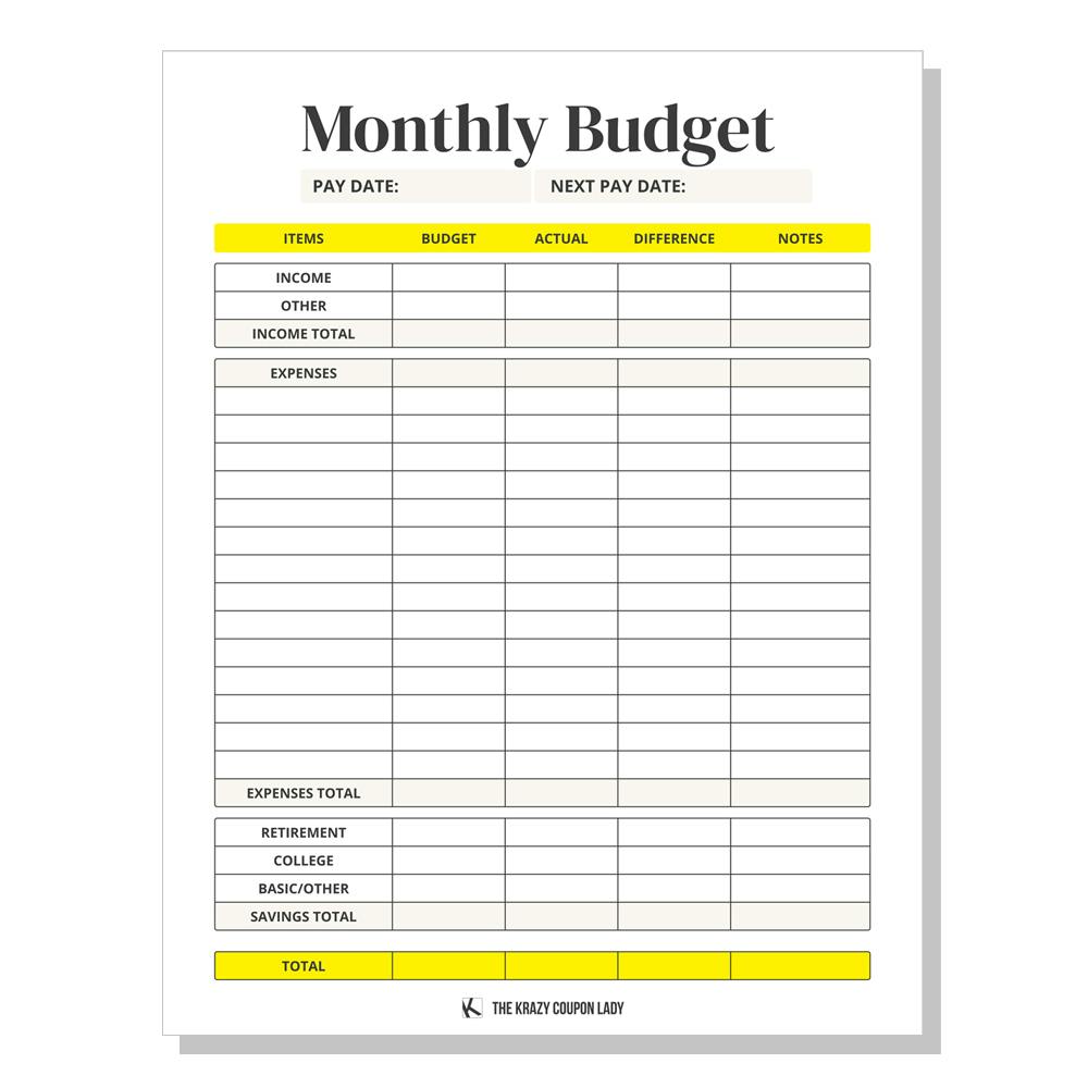 16 Free Budget Printables To Save More Money - The Krazy Coupon Lady