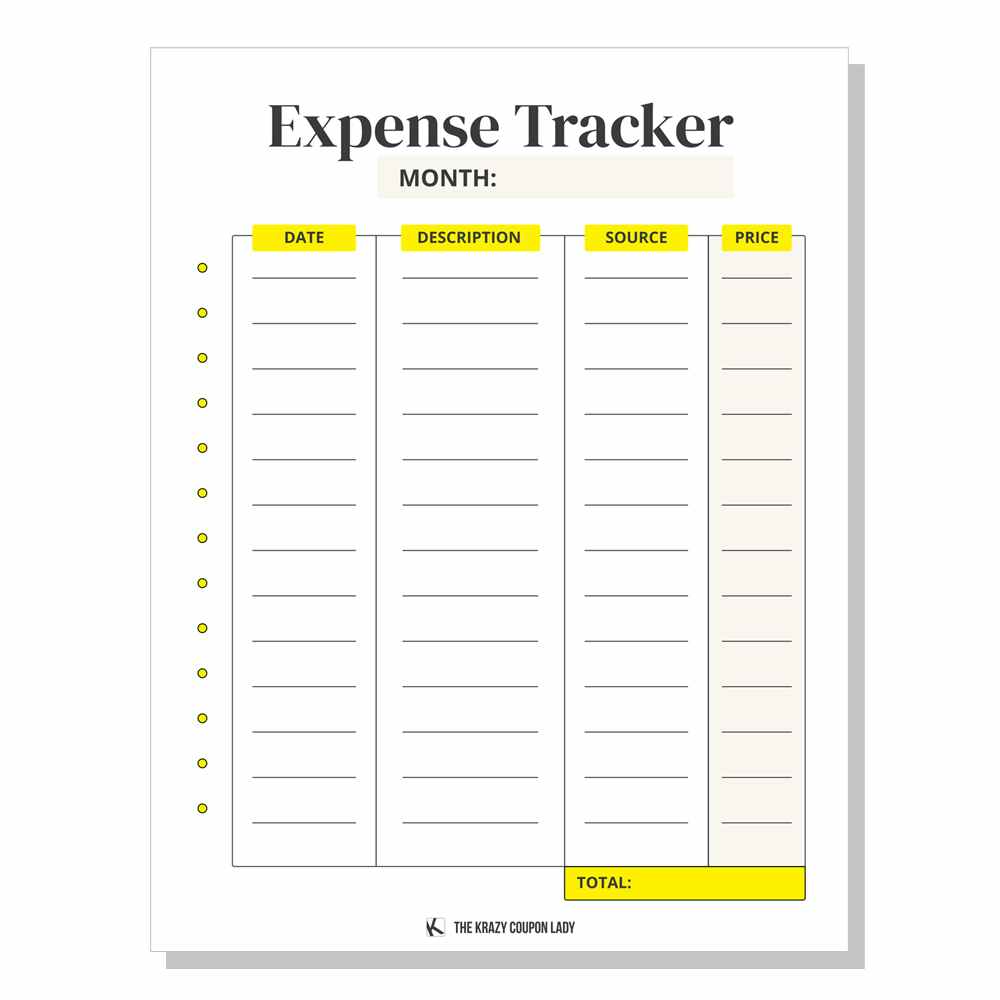 free printable for monthly expense tracker