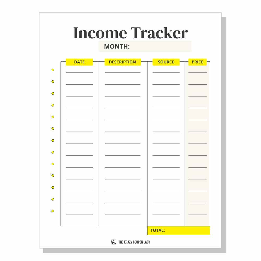 free printable for monthly income tracker