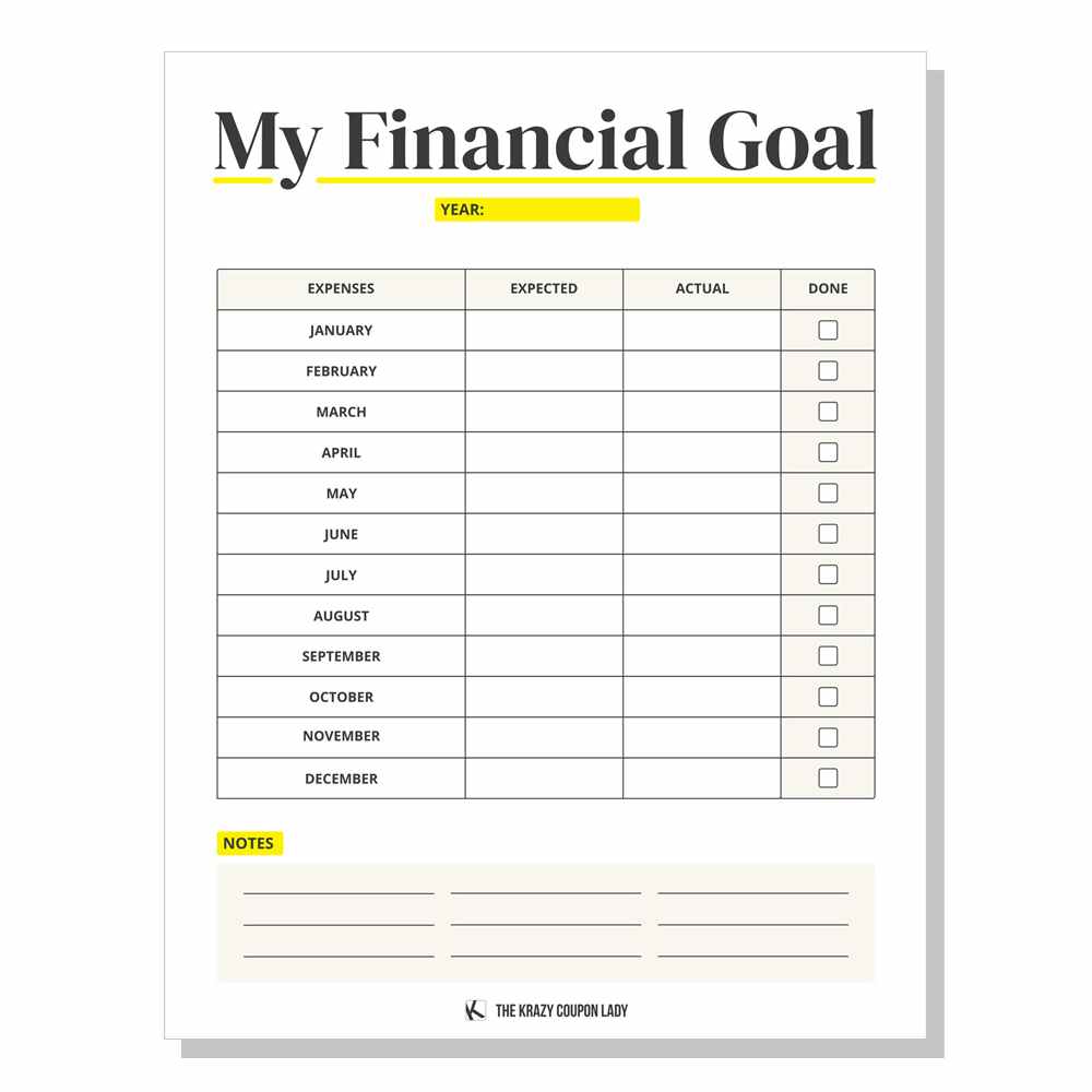 free printable for yearly my financial goal