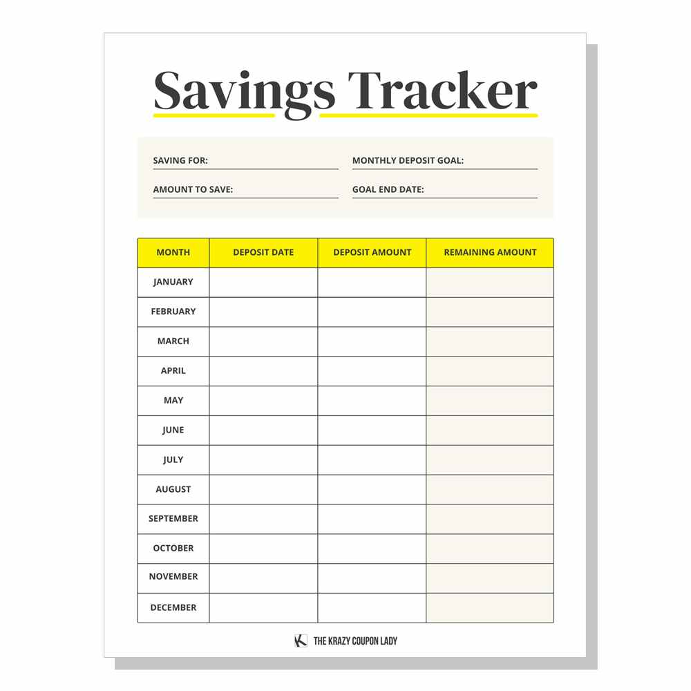 free printable for savings tracker