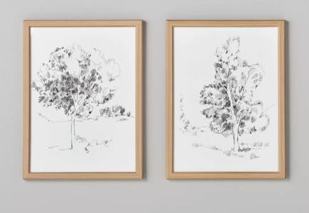 Hearth & Hand Tree Sketch Framed Wall Art Set