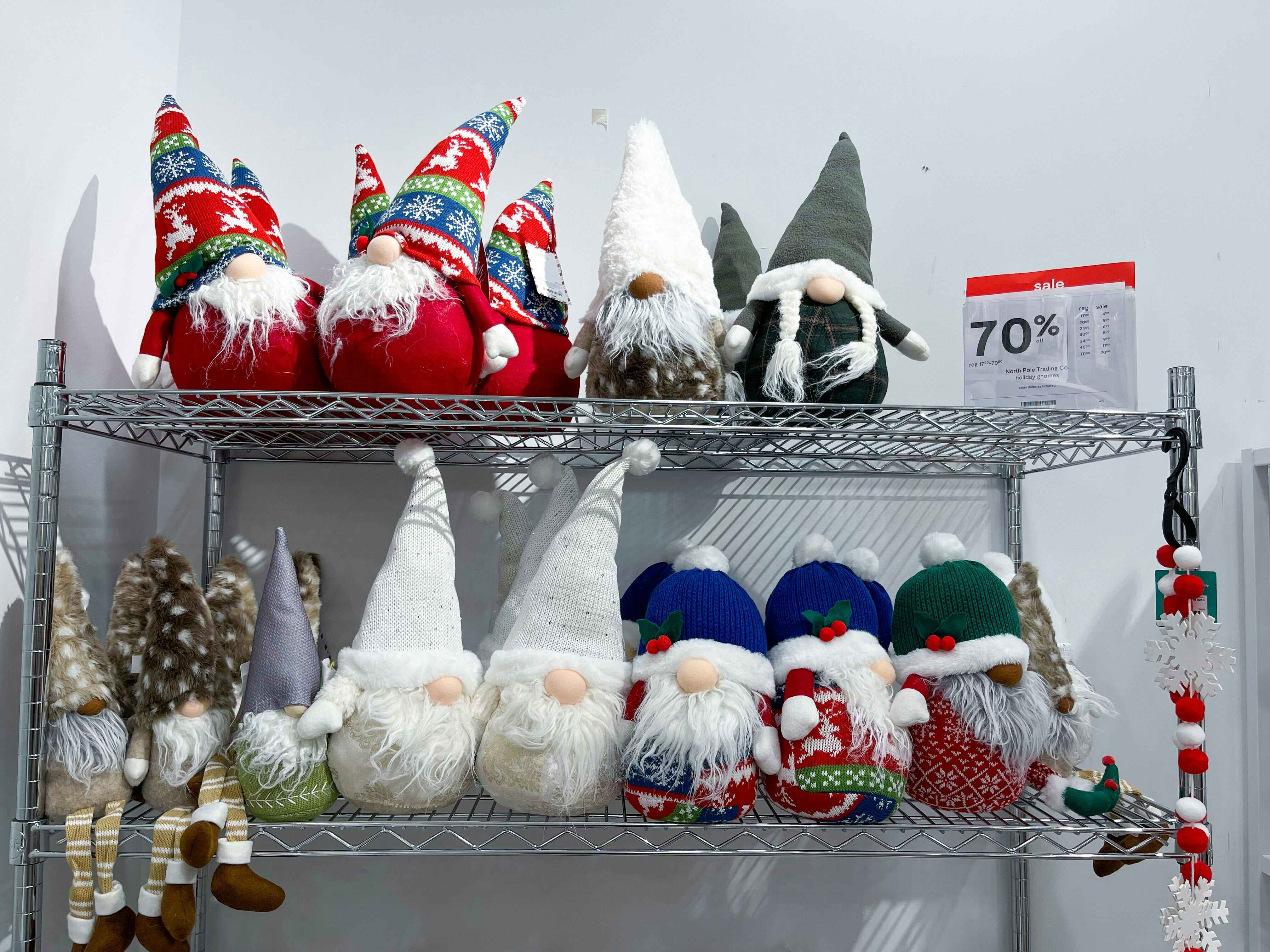 christmas gnomes on display