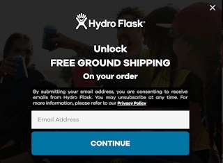 Free shipping at hydro flask pop-up