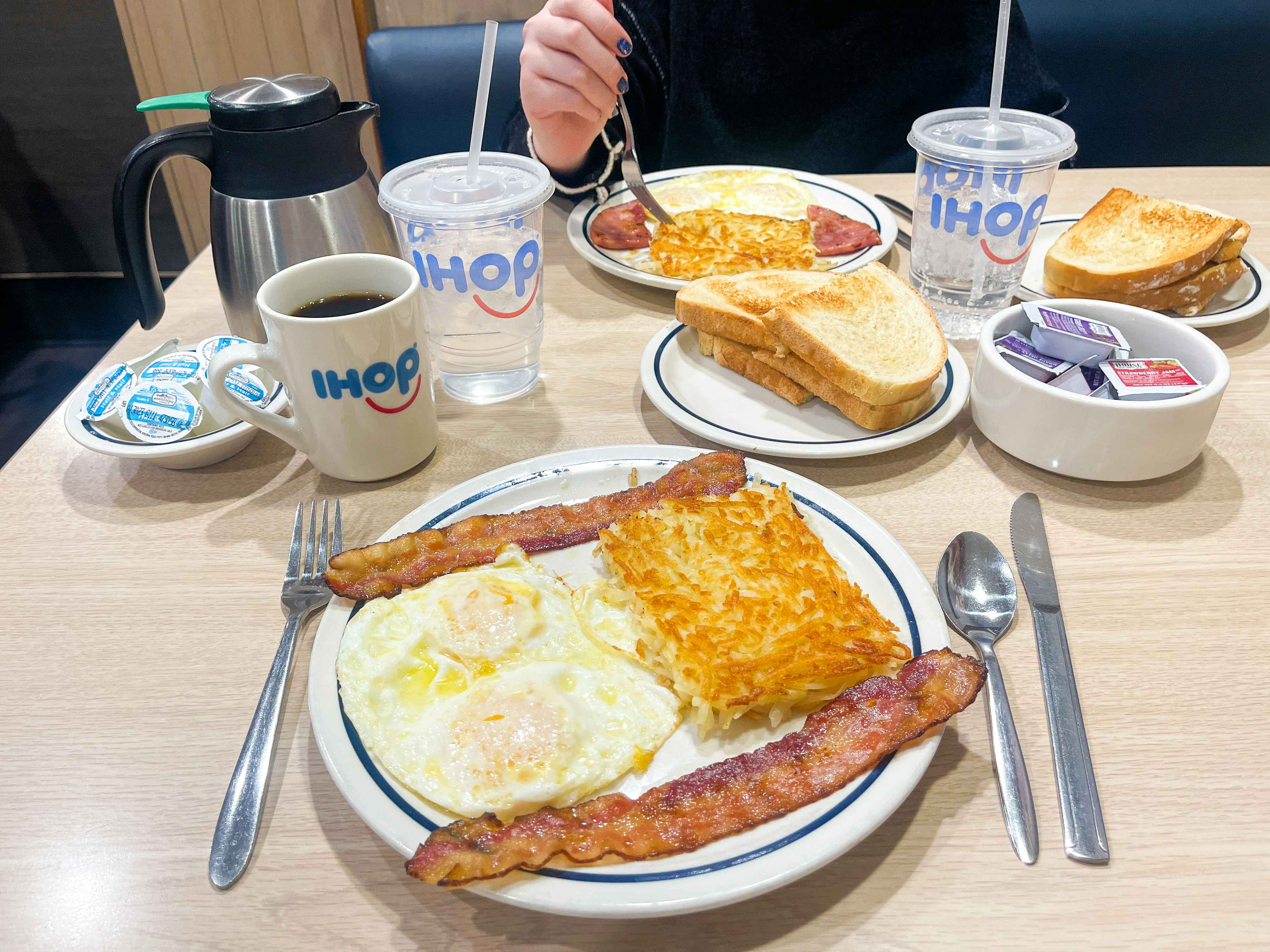 A Quick 2-Egg breakfast on a table at IHOP