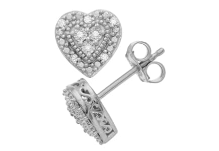 1/10 Carat Diamond Heart Earrings