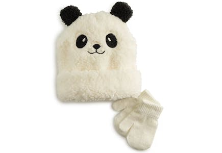 Toddlers' Panda Beanie & Mittens Set