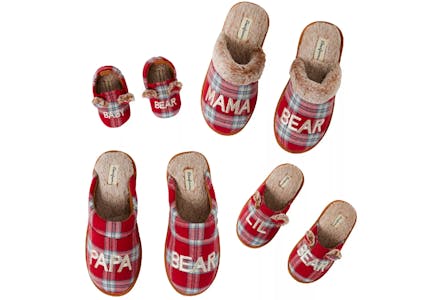 Christmas Red Plaid Bear Scuff Family Slipper Collection