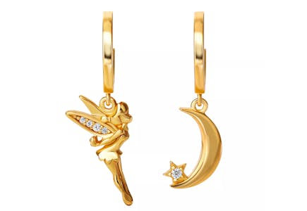 Disney's Tinkerbell 18k Gold Huggie Drop Earrings