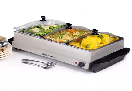 Stainless Steel Electric Triple Buffet Server