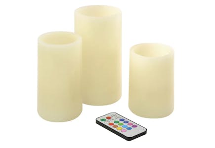 3-Piece LED Round Candle Set