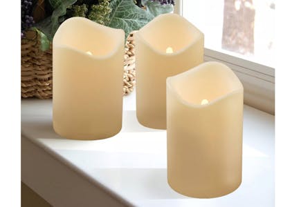 3-Piece Flameless LED Pillar Candle Set