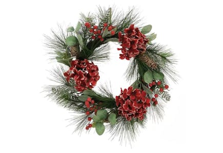 Artificial Hydrangea Pine Wreath