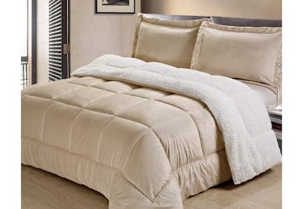 Reversible Micromink & Sherpa Fleece Comforter Set