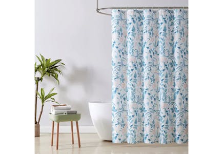 Floral Shower Curtain & Shower Curtain Hooks Set