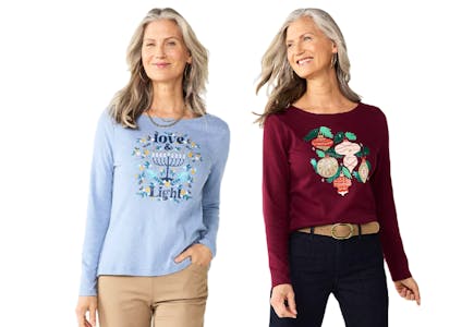 Women's Holiday Long-Sleeve Graphic Tee
