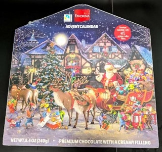 The front of the recalled Favorina chocolate advent calendar from Lidl