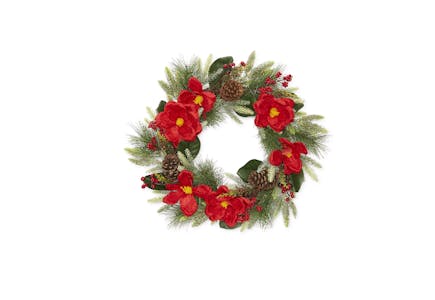 Red Amarylis Pre-Lit Wreath