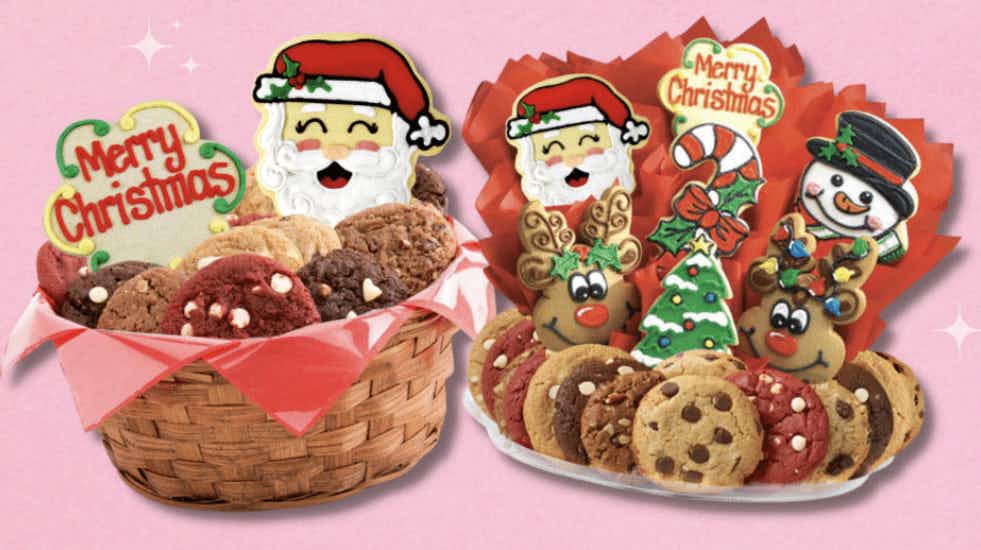 two christmas themed cookie plates from cookies by design