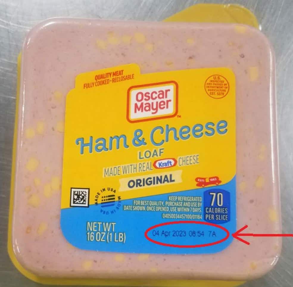 Oscar Mayer Ham and Cheese Loaf Recall package