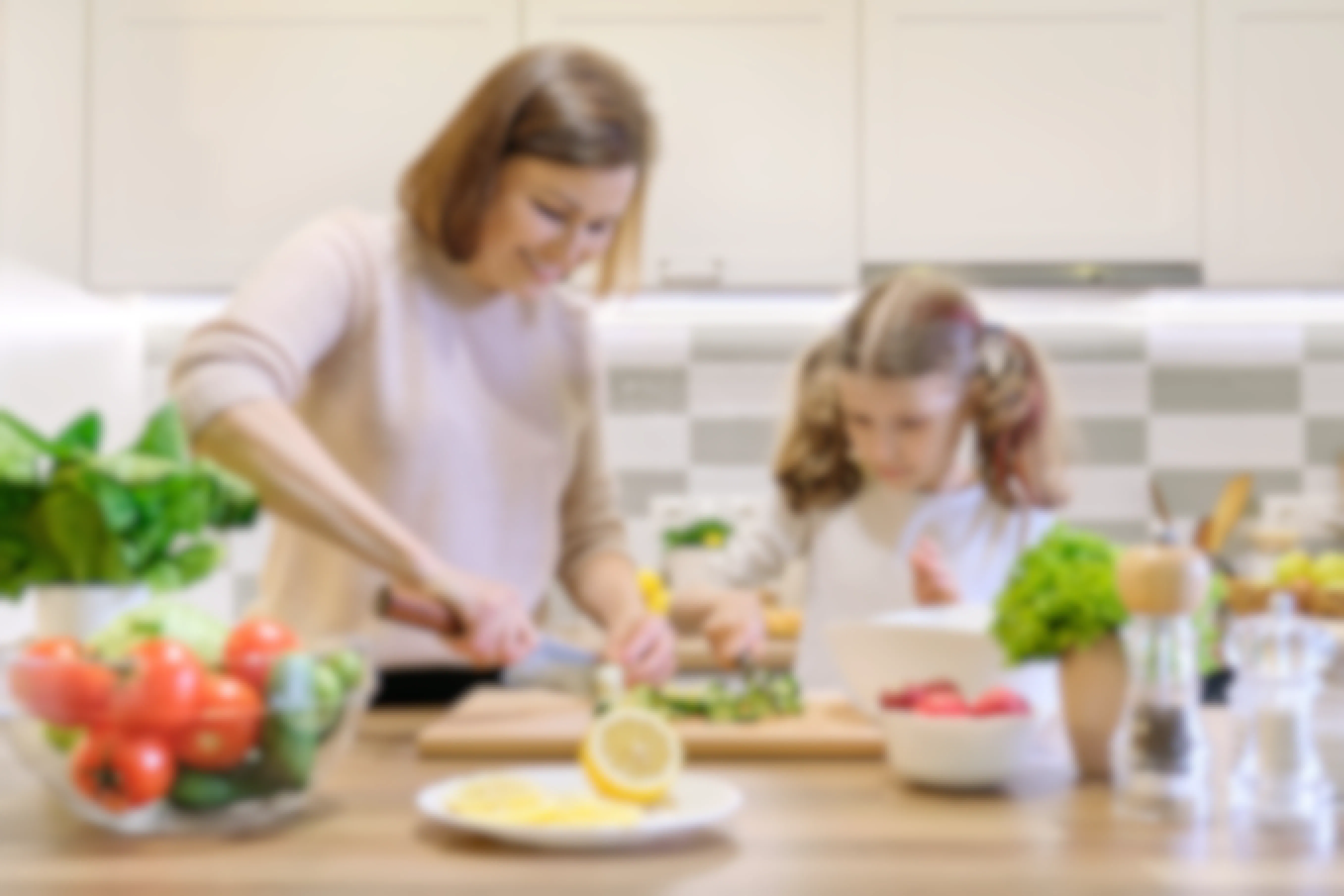 Parent cooking with child