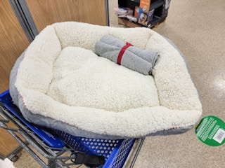 grey & white pet bed