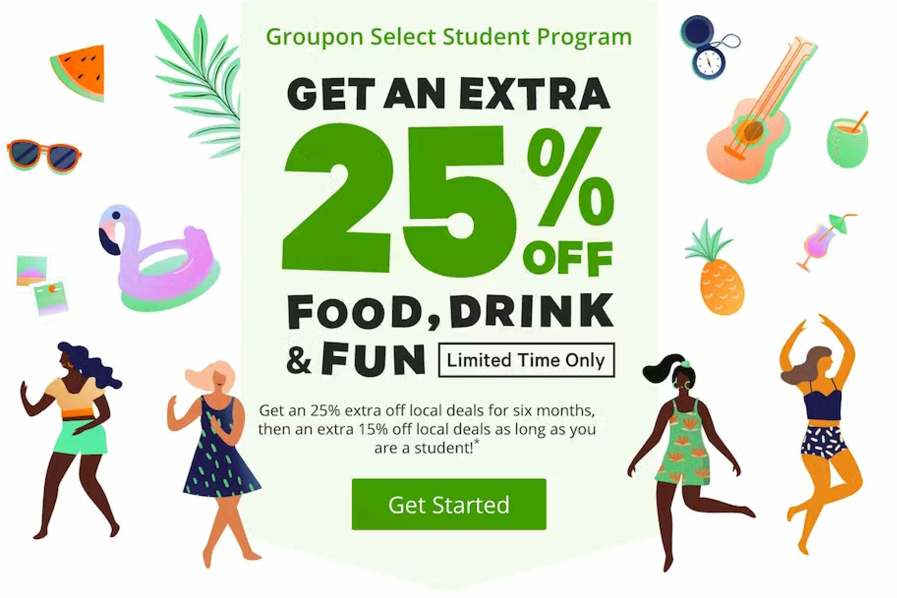 Groupon student discount for 25% off local deals