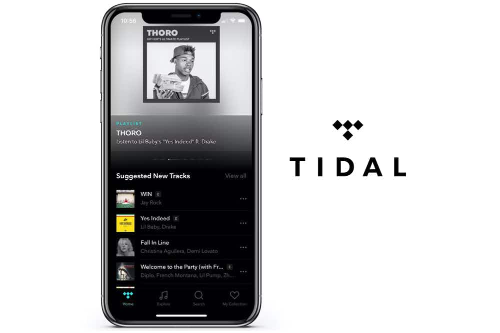 tidal music screenshot on phone and logo
