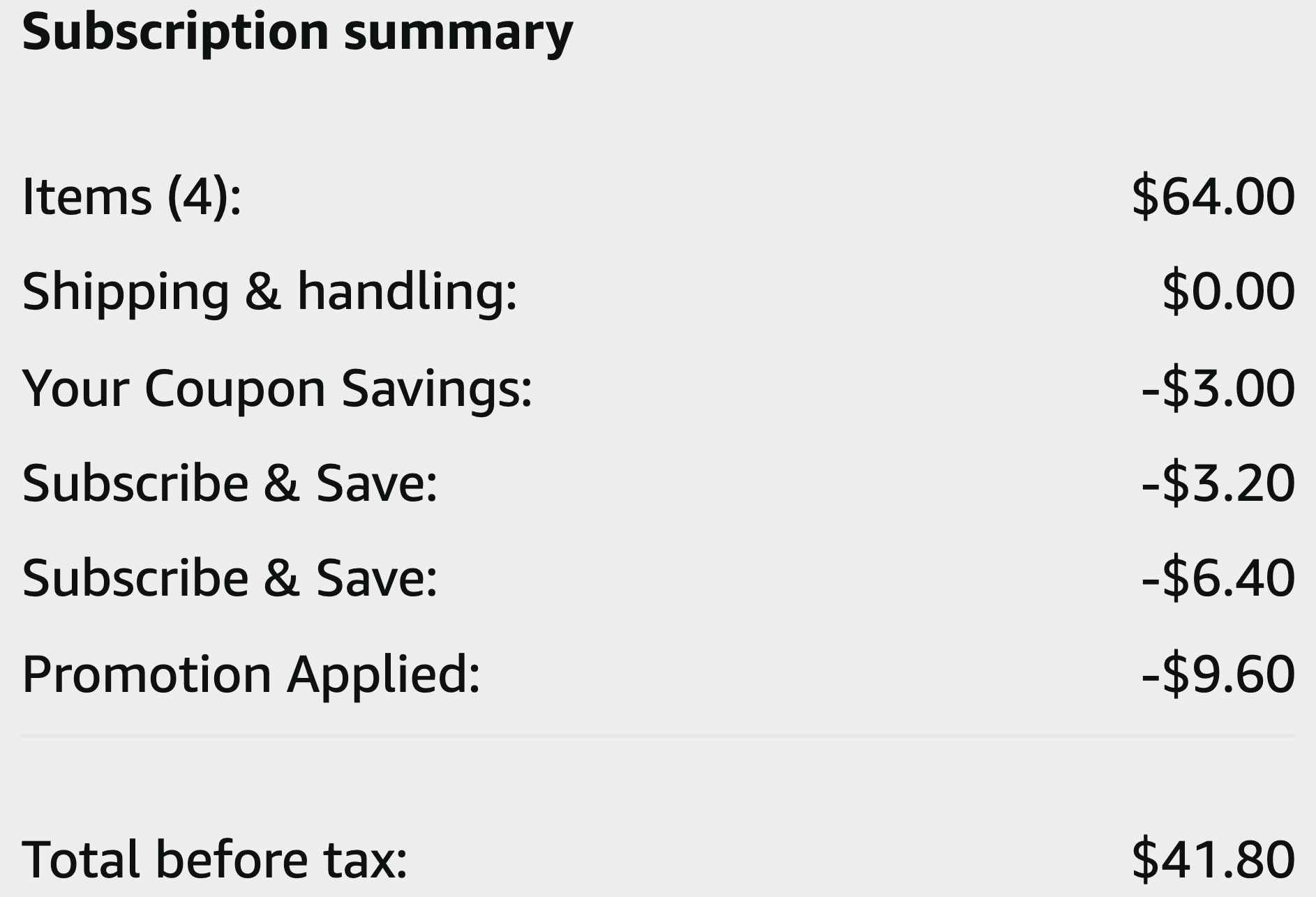 amazon order summary showing savings and total