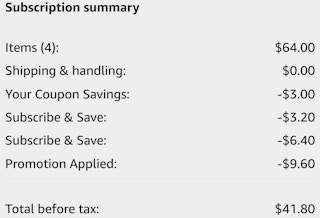 amazon order summary showing savings and total