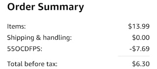 amazon order summary showing savings and total