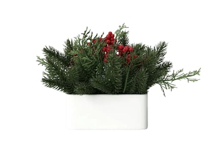 Pine and Red Berry Arrangement Tabletop Decor
